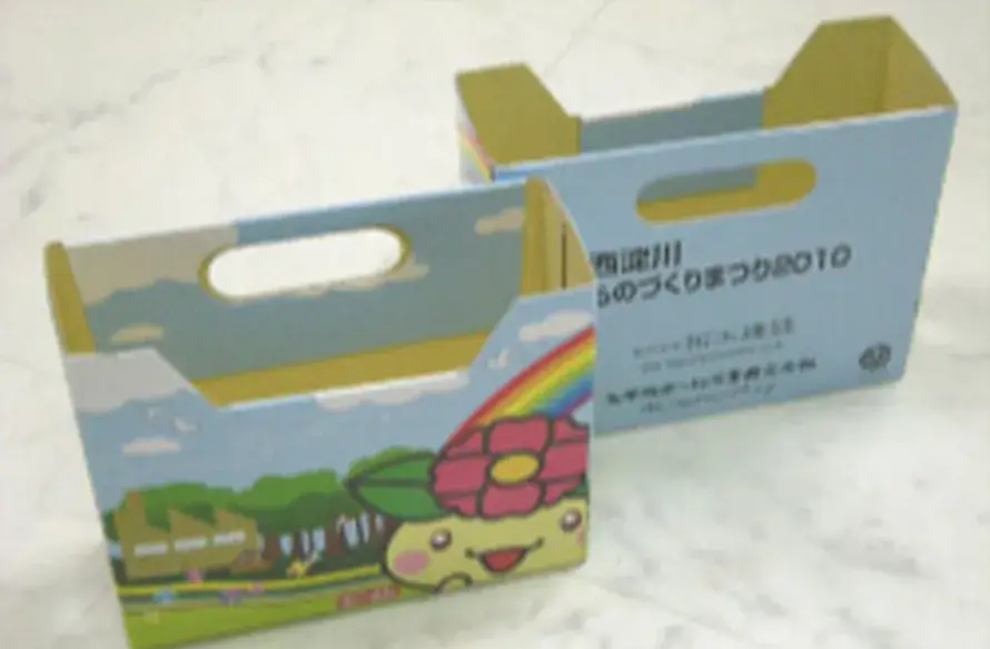 片面段ボールに印刷用紙を貼り付けた（合紙）したボックス
